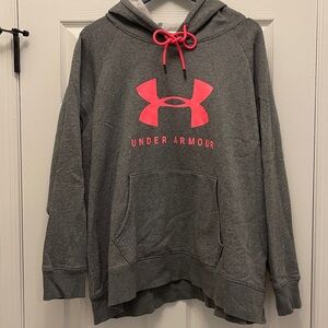 Under Armour Charcoal Hoodie For Women with Neon Pink Accents